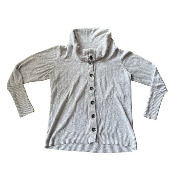 Lucy Cream Oatmeal Button Down Cowl Neck Cardigan Sweater Size M Lagenlook Boho - Picture 2 of 9